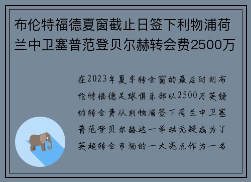 布伦特福德夏窗截止日签下利物浦荷兰中卫塞普范登贝尔赫转会费2500万英镑